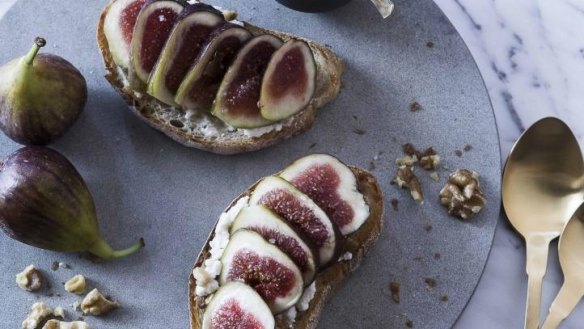 Italian treat: Crostini with fig, ricotta, honey and walnuts.