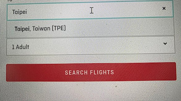 Qantas' websites refer only to Taipei, Taiwan.