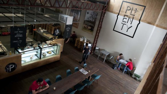 Soaring ceilings: Plenty's industrial interior.