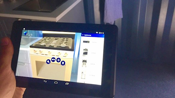 Try before you buy: you can see a virtual stove sitting alongside a kitchen sink which is really in the room.