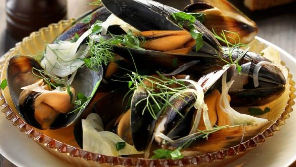 Mussels with fennel and vermouth.
