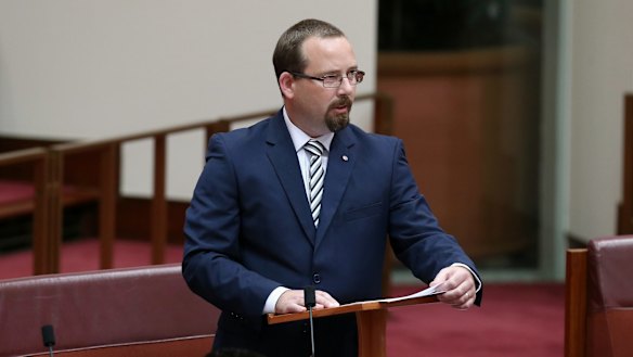 Senator Ricky Muir in the Senate on Thursday.