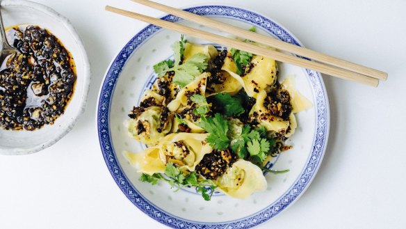 Hetty McKinnon's broccoli wontons with umami crisp.
