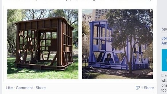 Borrowed idea? Artworks by Jarrad Kennedy and Hany Armanious side by side.