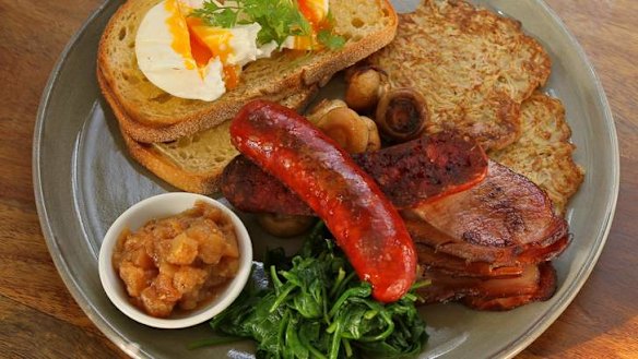 Two Little Pigs' house breakfast includes mushrooms cooked in duck fat.