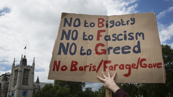 Protests in London's Parliament Square.