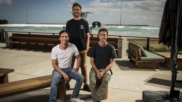 John Giuffre (restaurant manger), Chris Sorrell and Sam Reid-Boquist of Three Blue Ducks at URBNSURF. 