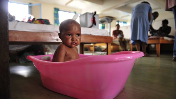A baby in the maternity ward of  Goroka hospital in the Eastern Highlands  of Papua New Guinea in 2009. 