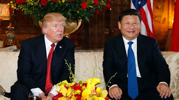 Presidents Donald Trump and Xi Jinping at Mar-a-Lago, Florida, on April 6.