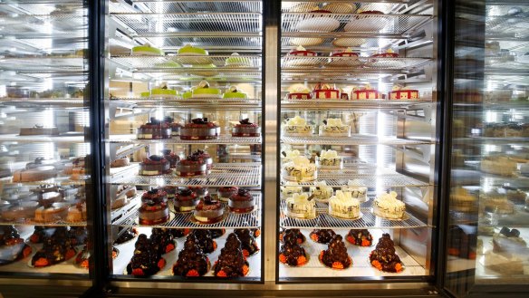 The famous cakes on display in the Flinders Lane Brunetti. 