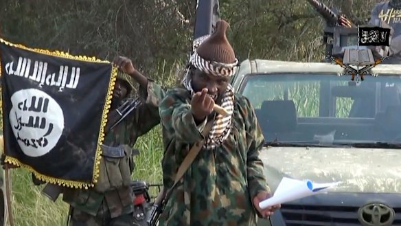 Screengrab from an video released by Boko Haram shows the leader Abubakar Shekau.