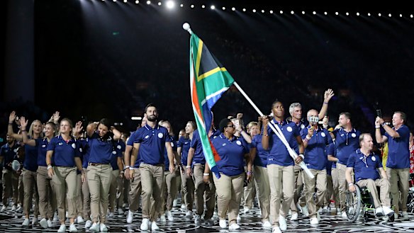 Honour: Semenya was South Africa's flag bearer on the Gold Coast this week.