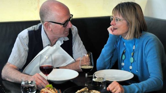 Table for two ... Nick Lander and Jancis Robinson at Coda in Melbourne.