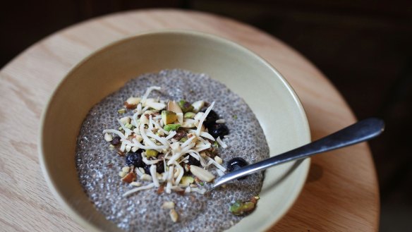 FIBRE-PACKED PUDDING: Chia seeds swell in liquid to form a gel-like substance.