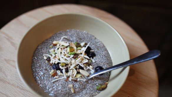 FIBRE-PACKED PUDDING: Chia seeds swell in liquid to form a gel-like substance.