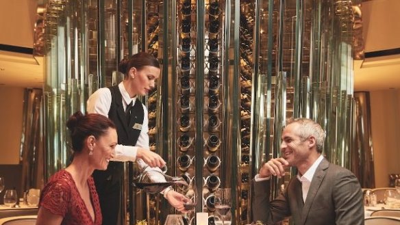 Celebrity Cruises showcases global wines in a two-storey steel and glass tower.