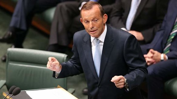 Prime Minister Tony Abbott delivering the Closing the Gap report to Parliament.