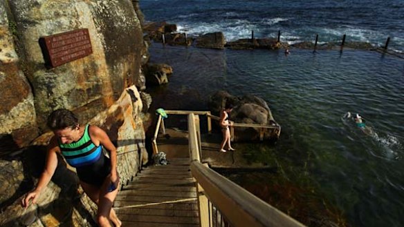 "Some swimmers went to complain to the surf lifesavers on the beach, someone else called the police" ... early morning swimmers at McIvers Ladies Baths in Coogee.