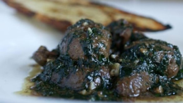 Buzo's sauteed lamb kidneys, garlic, parsley and marsala