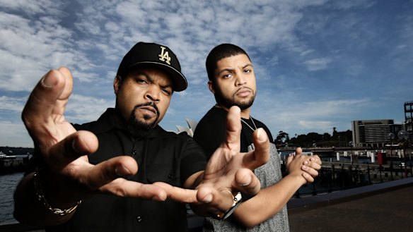 Rapper Ice Cube and his son O'Shea Jackson star in N.W.A. documentary <i>Straight Outta Compton</i>.