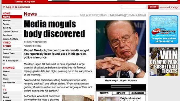 Hacked ... LulzSec put a fake story on The Sun's website saying Rupert Murdoch was dead.