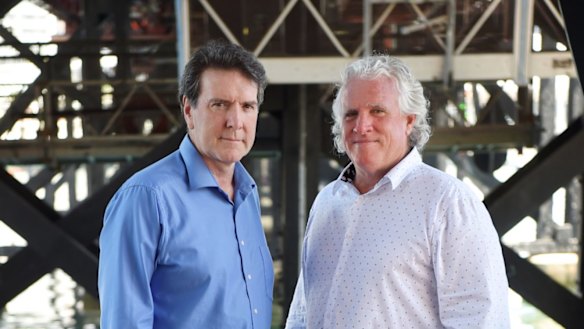 CFMEU national secretary Michael O'Connor and MUA national secretary Paddy Crumlin whose two unions have merged. 