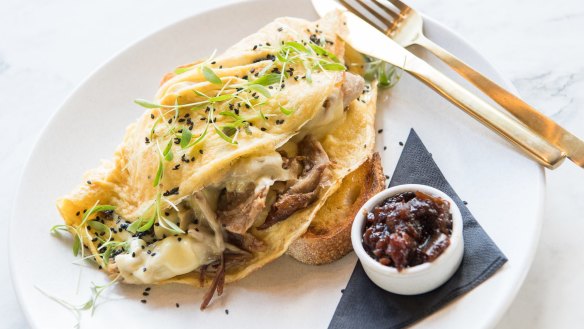 Duck omelette at Riddik cafe in Templestowe.