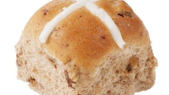 ALDI's hot cross buns are packed with fruit.