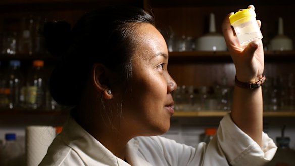 Vivian Sim, at the University of NSW studies microbeads found in Sydney Harbour.