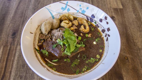 Unexpected delights: Beef boat noodles.