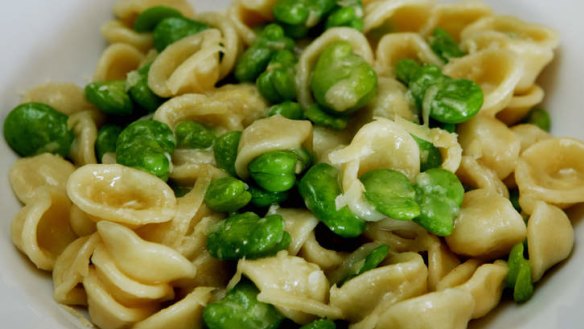 Orecchiette with broad beans, butter and parmesan.