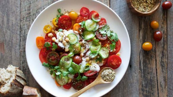 Taste of summer ... Tomato salad with tzatziki.