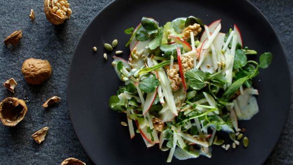 Bright taste: Apple, celery and walnut salad.