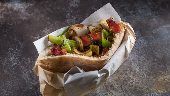 Roasted vegetable ratatouille pita at Miznon.