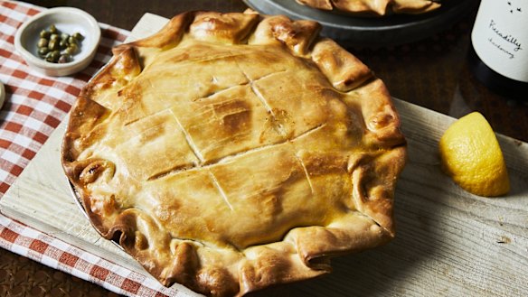 A limited-edition fish pie from The Fishmonger's Son, The Pie Shop and Maria's Pasta, created for Melbourne's July lockdown.19 July 2021