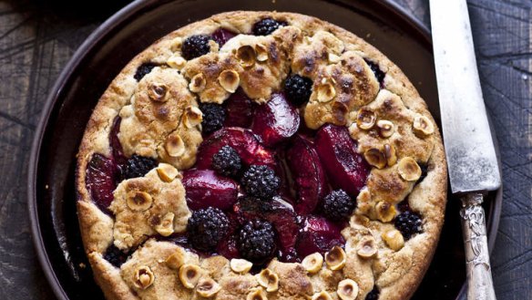 Plum, blackberry and hazelnut shortcake.