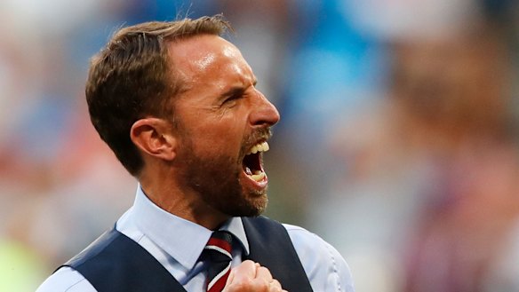 Gareth Southgate celebrates victory.