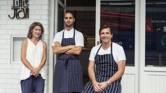 New venture: Jeanette Stockdale, chef Emile Avramides and Chris Stockdale outside Little Jean.