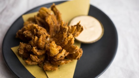 Blooming onion is one of the fresh, wine-friendly snacks.