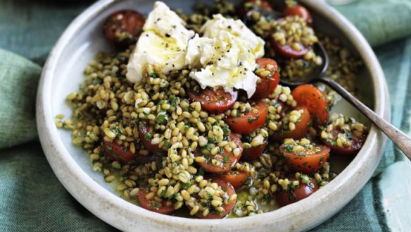 Herbs give this farro and cherry tomato salad extra sparkle.
