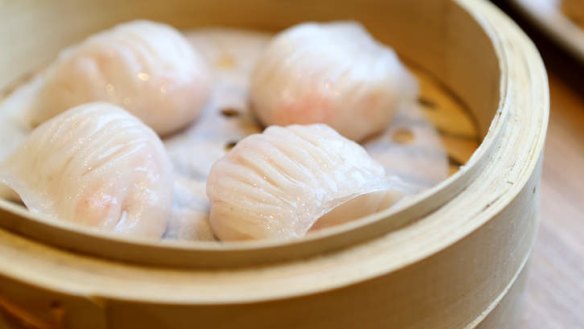 Prawn dumplings (har gao) at Tim Ho Wan.