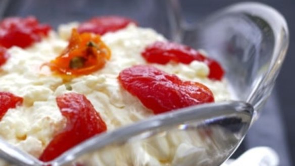 Bruno's confit of tomatoes with creamy rice pudding