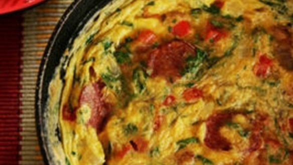 Chorizo and anchovy omelet