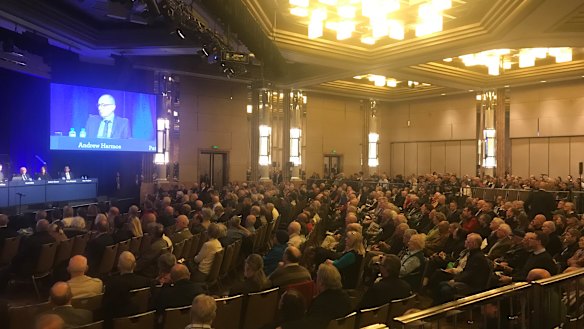 AMP suffered a 61 per cent vote against its remuneration report at a stormy annual meeting.