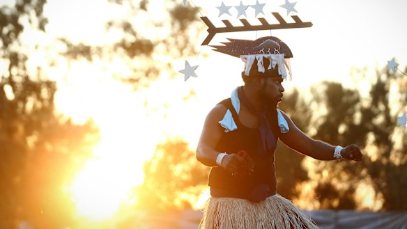 Performers from Thursday Island during the opening ceremony of the First Nations National Convention in Uluru.