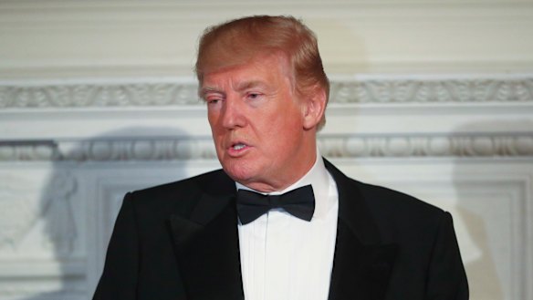 Jokes: President Donald Trump seen here in a file picture.