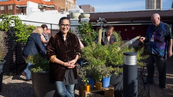 Wayside connection: Kylie Kwong in the rooftop garden at the Wayside Chapel.