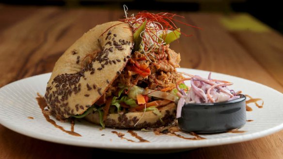 The pulled pork bagel at Mountain of Bears.