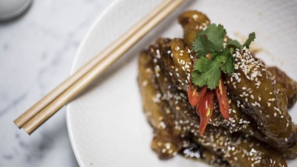 Crispy eggplant with honey and sesame.