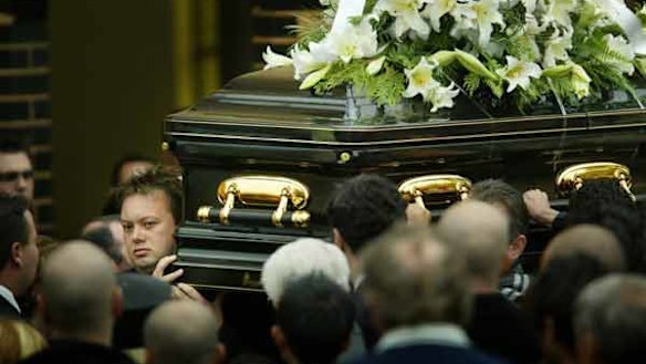 Carl Williams at the funeral of his best friend, slain underworld hitman Andrew 'Benji' Veniamin.